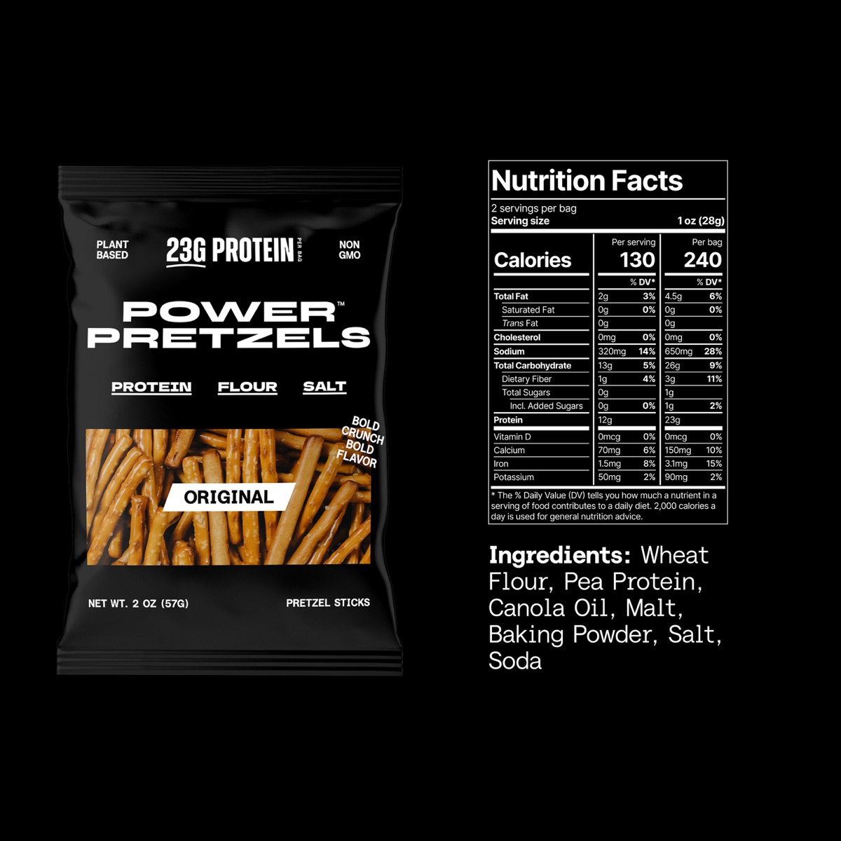 Power Pretzels nutrition label